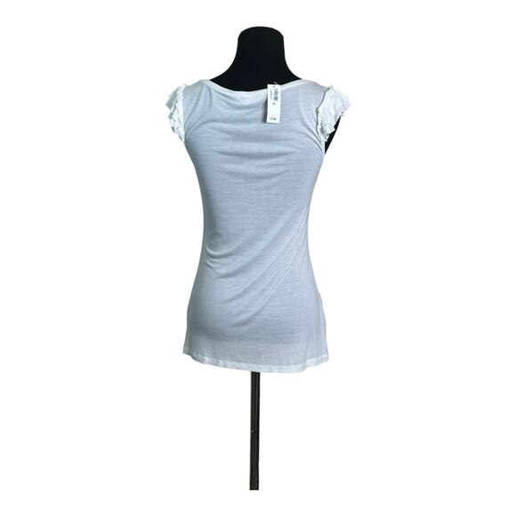 Old Navy white short ruffled sleeves top size XS - Picture 2 of 9